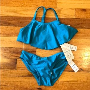 Old navy girls teal ruffle bikini. Size 6-7. NWT